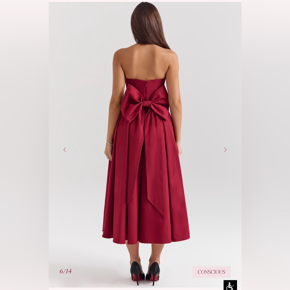 House of CB- Berry Strapless Detachable Bow Midi Dress